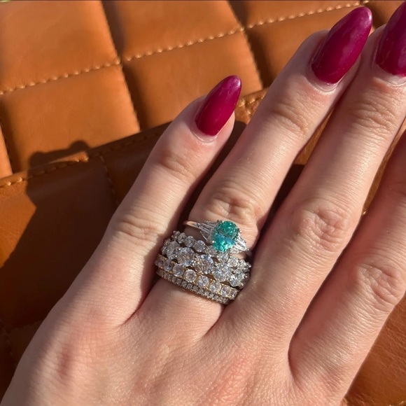 NEW Solid Sterling Silver Lab Mint Sapphire Ring - Picture 14 of 14